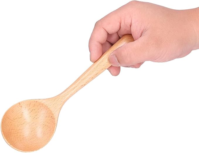 Soup Spoons,5PCS Wooden Spoons for Eating Wood Long Handle Rice Dessert Cooking Tasting Dinner Table Spoon Soup Spoons Asian Soup Spoon (Wood)