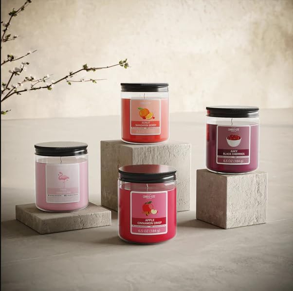 Candle-Lite 2 Pack Scented Candles, Juicy Black Cherries, 6.5 oz Jar, Proudly Poured in The USA, Aromatherapy Candle Set, Single-Wick with 40 Hours of Burn Time, Ideal Gift for Men and Women