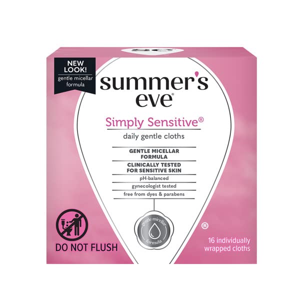 Summers Eve Cleansing Cloths 16 Count Simple Sensitive (6 Pack)