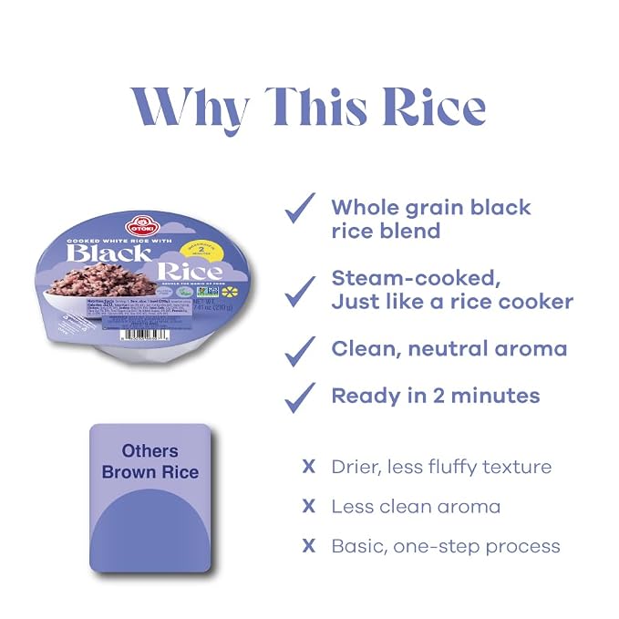 OTOKI Korean Sprouted Black Rice, Antioxidant-Rich Purple Rice Bowls, Gluten-Free & Vegan, Ready in 2 Minutes, 7.41 oz (Pack of 12)