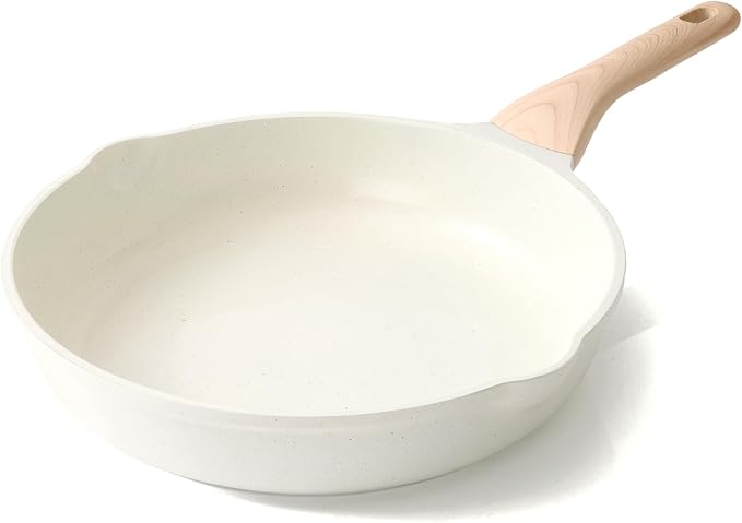 Kordisen Nonstick Ceramic Frying Pan, 12.5 Inch Ceramic Large Skillet, Healthy Non Toxic Cooking Pan, Stay-Cool Handle, Induction Compatible, PFOA & PFAS Free, White