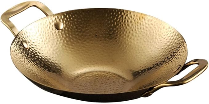 UPKOCH Household Double Handle Cooking Pot Stainless Steel Dry Pot for Kitchen Use Easy to Clean Non-stick Design for Outdoor and Indoor Cooking Korean Bbq