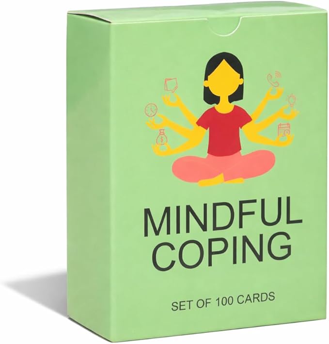 100 Mindful Coping Activity Cards – Self-Care & Stress Management Prompts for All Ages | Portable Travel Deck for Mental Wellness, Focus & Stress Relief