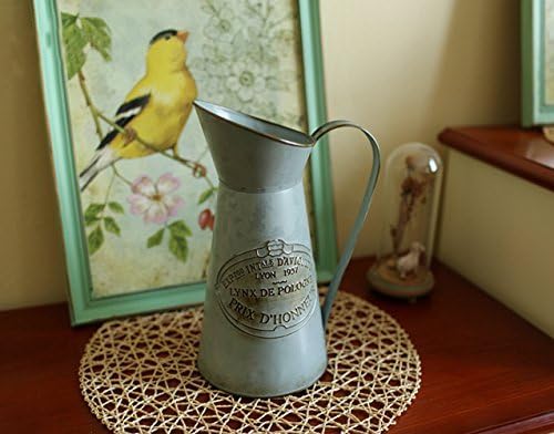 VANCORE Shabby Chic Large Metal Jug Flower Pitcher Vase