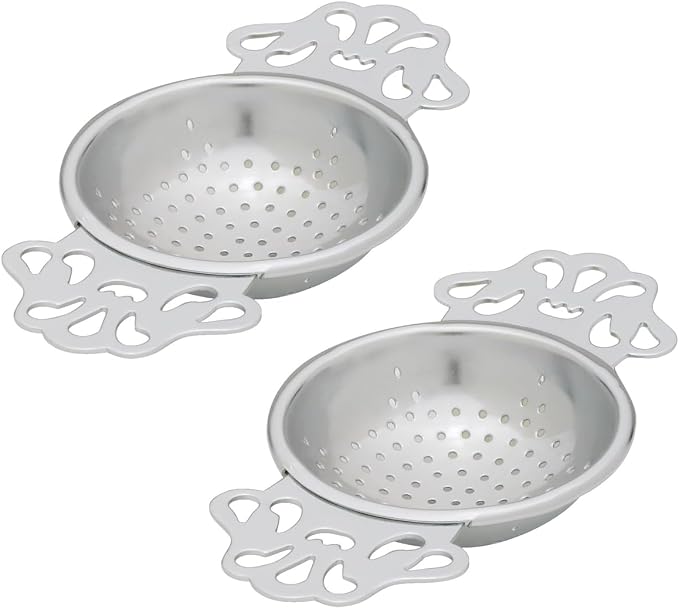 HIC Kitchen Premium Perforated English Tea Strainer - Japanese Stainless Steel Loose Tea Infuser, Universal Fit for Mugs and Cups, Perfect for Black Green Oolong Herbal Tea, Set of 2
