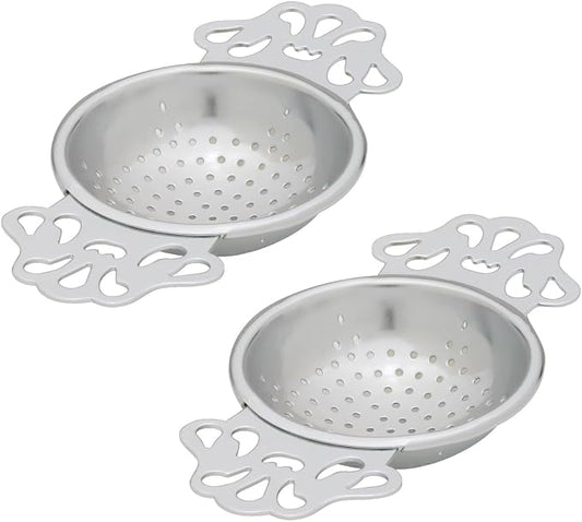 HIC Kitchen Premium Perforated English Tea Strainer - Japanese Stainless Steel Loose Tea Infuser, Universal Fit for Mugs and Cups, Perfect for Black Green Oolong Herbal Tea, Set of 2