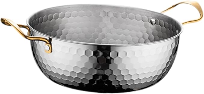 Generic Korea Ramen Pot, Stainless Steel, Silver 22cm, No Lid, Portable, Fast Heating, Multifunctional, Suitable for Home, Camping, Restaurant