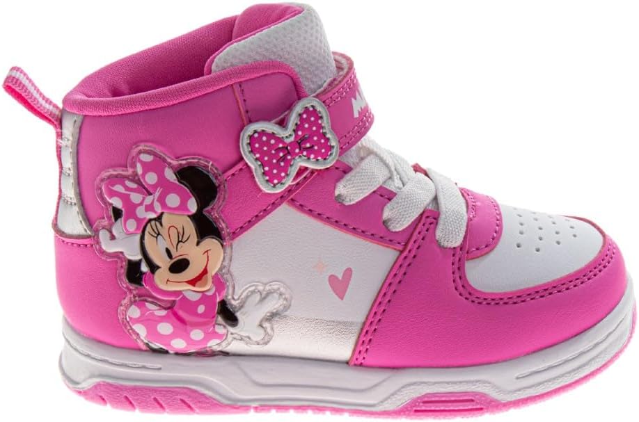 Josmo Girls High Top Sneakers Minnie Mouse Frozen Elsa Anna Paw Patrol Skye Lilo & Stitch Moana Character Shoes for Girls Size Toddler to Little Kid