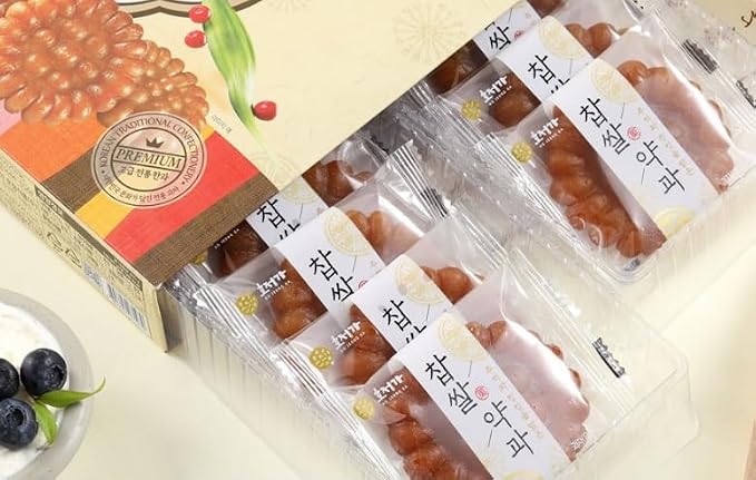 Ho Jeong Ga Korean Traditional Sweet Rice Yakgwa 490g (14 Pieces) – Premium Honey Cookies, Chewy & Soft Korean Dessert Snack, Individually Wrapped, Made in Korea
