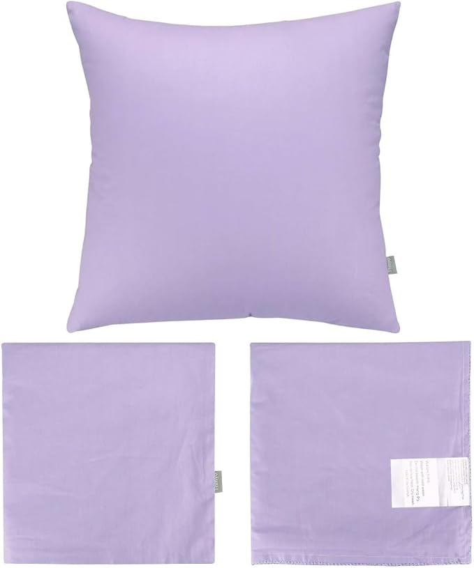 4-Pack 100% Cotton Comfortable Solid Decorative Throw Pillow Case,Thmyo Square Cushion Cover Pillowcase Sublimation Blank Pillow Covers DIY Throw Pillowcase for Sofa(16x16 inch/ 40x40cm,Light Purple)