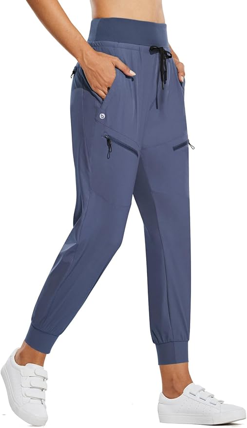 baleaf Womens Lightweight Hiking Pants Water Resistant Quick Dry Joggers with 5 Zipper Pockets UPF 50+ for Travel Hiking