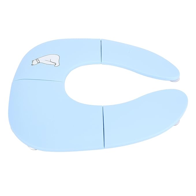 Fafeicy Kids Potty Foldable Travel Potty, PP Portable Training with Suction Cup and Slip Design, 35 X 29 X 3 Cm Folding Toilet Seat Cover for Toddler Travel (Blue)
