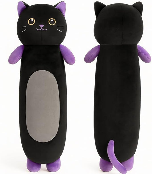 36” Long Cat Body Pillow Plush, Cute Big Black Cat Stuffed Animals, Giant Kitty Squishy Soft Plushies Toy, Gifts for Kids Girls and Boys, Birthdays Easter