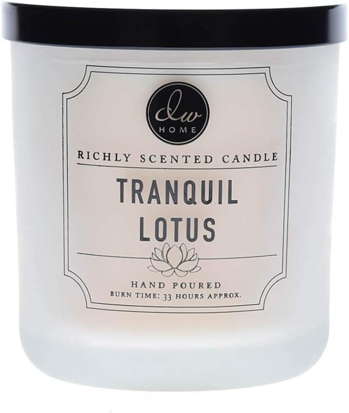 DW Home Tranquil Lotus Candle for Home, 9 oz, 8.8 oz Candle Jar, Up to 33H Burn Time, Luxury Scented Candle for Relaxation, Gifting, Home Decor