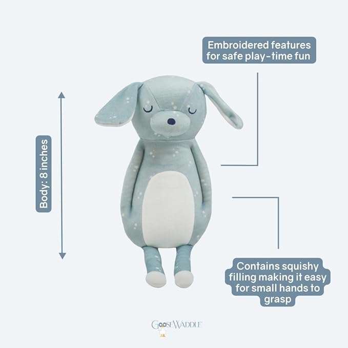 GooseWaddle Super Soft Printed Plush Adorable Stuffed Animal for Kids, Doll, and Puppy Lovers for Playtime and Cuddles (10" When Sitting) (Atlas Puppy)