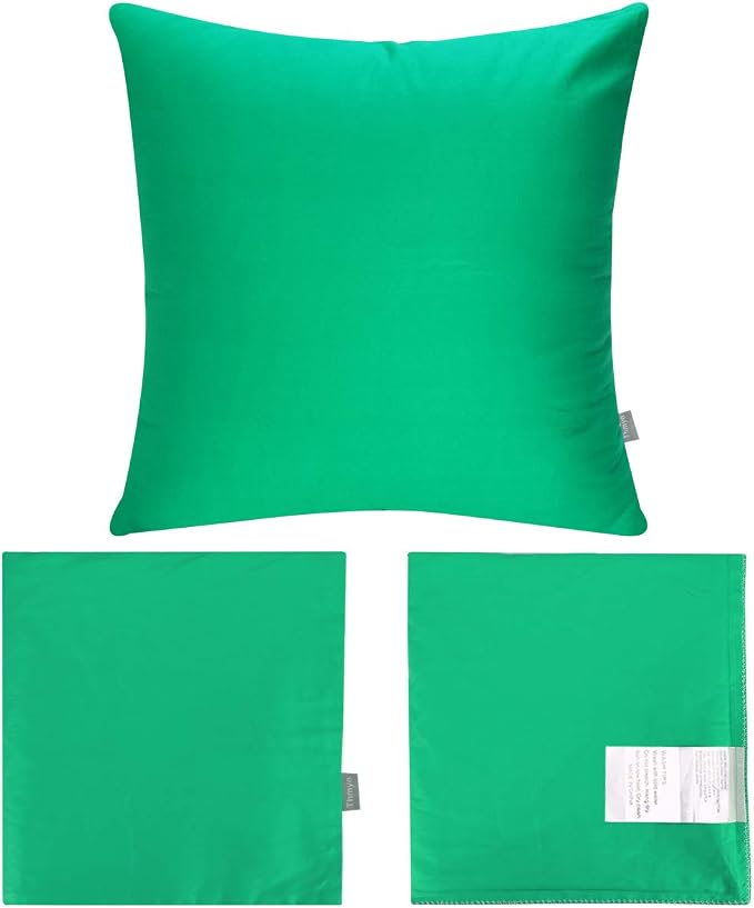 4-Pack 100% Cotton Comfortable Solid Decorative Throw Pillow Case,Thmyo Square Cushion Cover Pillowcase Sublimation Blank Pillow Covers DIY Throw Pillowcase for Sofa(18x18 inch/ 45x45cm,Bright Green)