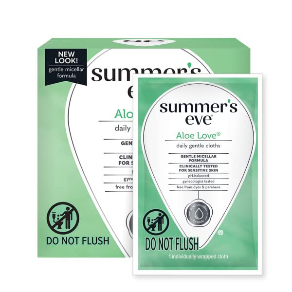 Summer's Eve Aloe Love Gentle Daily Feminine Wipes 16 Count, (Pack of 2)