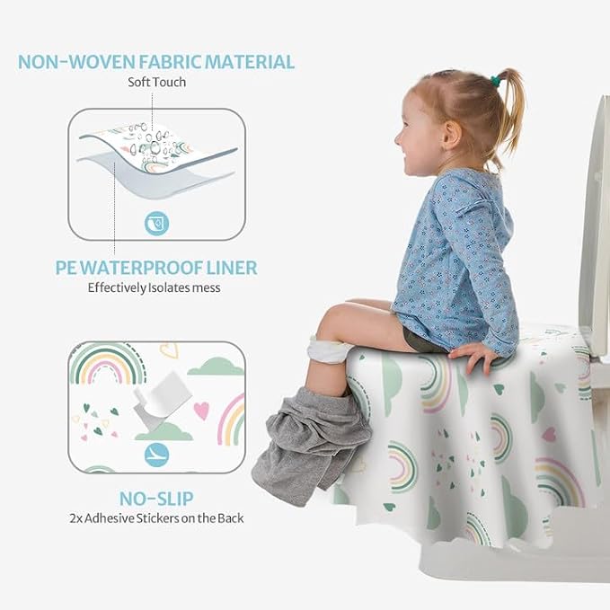 Blissful Diary 20 Pcs Toilet Seat Covers Disposable for Toddlers & Adults, Extra Large Waterproof, Portable Package for Travel, Kids Potty Training (Pack of 2)