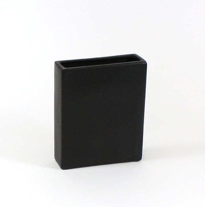 WGV Rectangle Block Ceramic Vase Bulk 8" x 2.5" x 10"H Black Tall Narrow Planter Terrarium Floral Centerpiece for Wedding Event Home Decor 6 Pieces