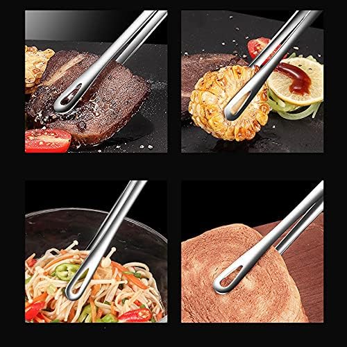 2 Pcs (11 In & 9.45 In) Bbq Tongs – Korean Barbecue & Grill Tools,Kitchen Tongs, Stainless Steel Heavy Duty For Cooking, Meat, Bread & Ice, Clip Head Hollow Design