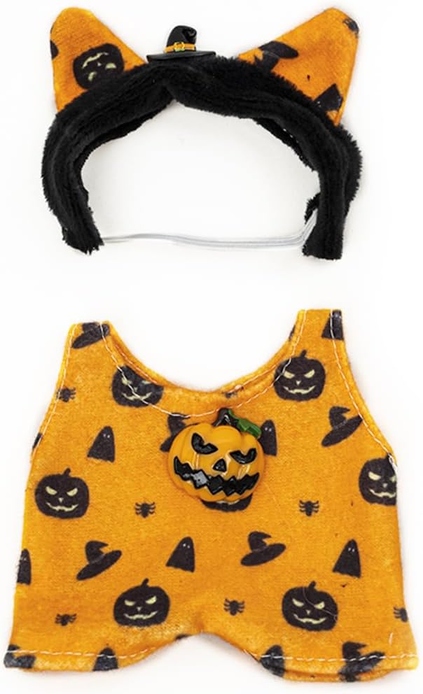 Clothes for 17cm Dolls(NO Doll) Outfit with Accessories Suit Cute Stylish Dress Up Set Pumpkin Halloween