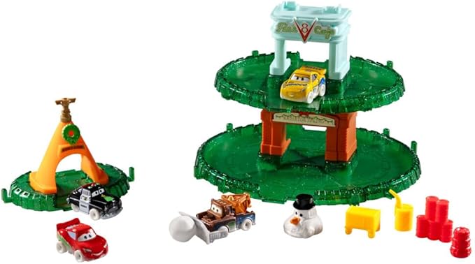 Mattel Disney and Pixar Cars Minis 2024 Advent Calendar with 24 Pieces, Surprises Include 4 Toy Mini Cars, Stackable Track & Storytelling Accessories