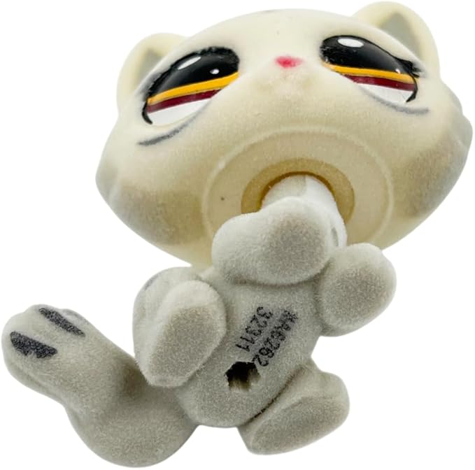Custom Flocked Pet Shop Toy Fuzzy Animal Figure Short Hair Cat Kitty Kitten Deer OOAK (White #3585)