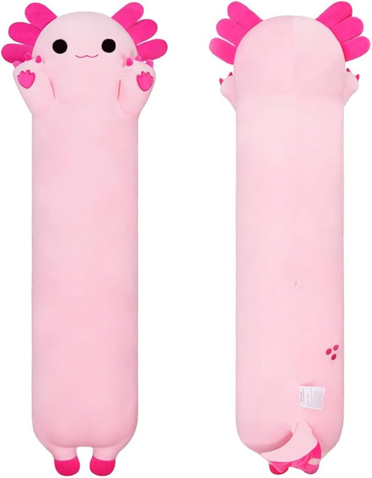 Axolotl Plush, 43.3” Long Axolotl Body Pillow for Kids, Cute Axolotl Stuffed Animals for Girls, Soft Plushies Toy Gifts for Birthday Pink