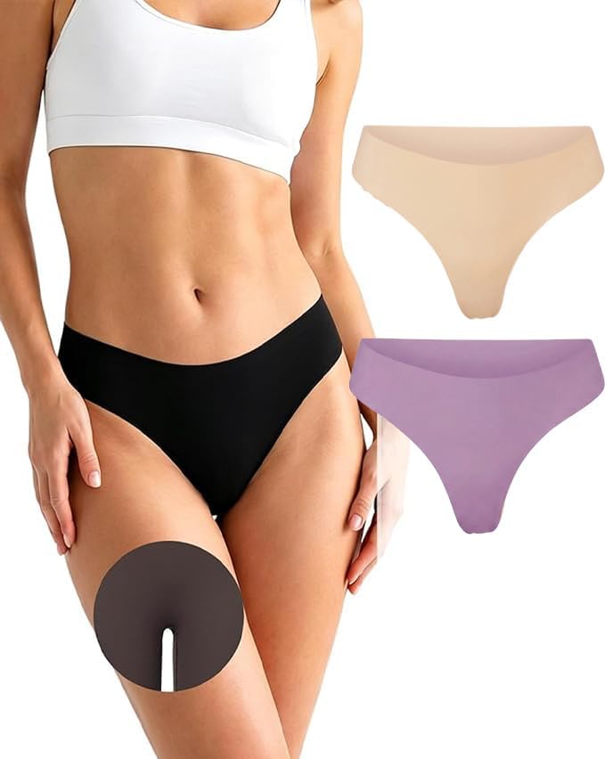 Thongs Seamless Underwear for Women No Show Thong Panty Liners Breathable Sexy Stretch Buttery Soft G-String Panties