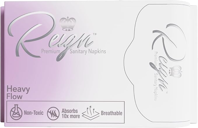 Reign Heavy Flow with Wings Sanitary Napkinsfor Women, Super Absorbent Pads,8 Count,1 Pack