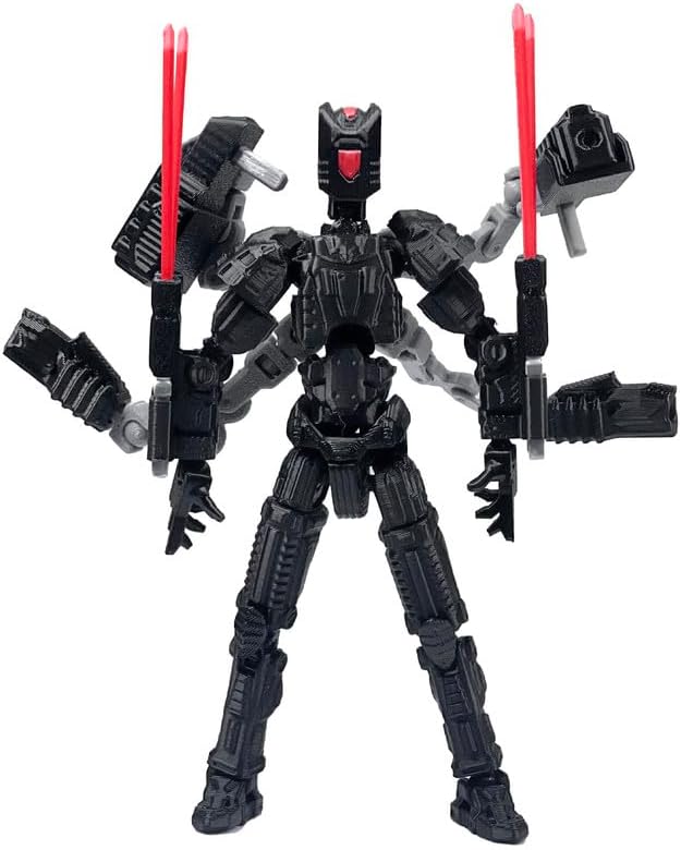 T13 Action Figure Set (Assembly Completed)，3D Printed Multi-Jointed, Desktop Decorations for Game Lovers Toys,5.5Inch (Black)