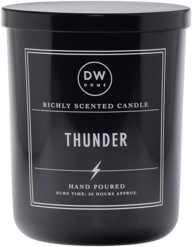 DW Home Thunder Scented Candle – Cedarwood, Birch & Bergamot Fragrance, 15 oz Double Wick Jar Candle, Long Burning Home Fragrance, Signature Collection