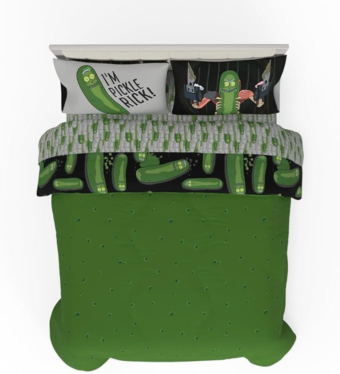 Rick & Morty Bedding 7 Piece Super Soft Cozy Reversible Comforter and Sheet Set with Sham, Queen, (Officially Licensed Product) By Franco