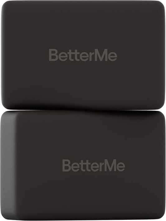 BetterMe Yoga Blocks Set of 2 – High Density Foam Yoga Blocks for Stretching, Pilates & Workouts – Lightweight Non-Slip Exercise Blocks for Flexibility & Balance