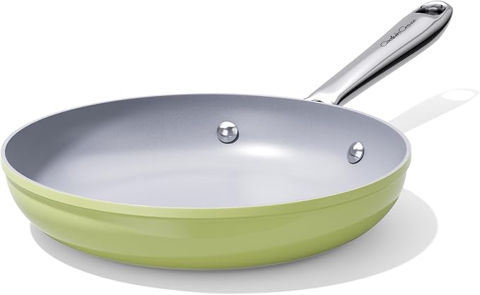 CookinCraze Premium Ceramic Frying Pan, 10 Inch Nonstick Skillet | for Healthy Cooking PFAS & PTFE Free, Induction Compatible Oven Safe up to 500°F Stay-Cool Stainless Steel Handle Olive Green
