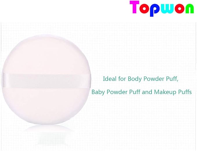 Topwon 5'' Powder Puff for Body Baby - Extra Large Jumbo Size, Use for Dusting Powder or Blending & Setting Makeup Foundation (4 Pieces)