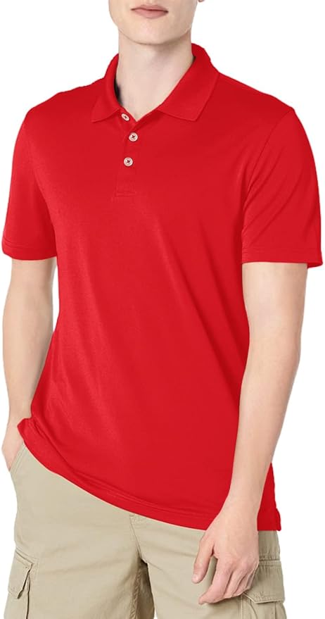 Amazon Essentials Men's Moisture Wicking Golf Polo Shirt, Short Sleeve, Slim-Fit, Quick-Dry, Active Wear