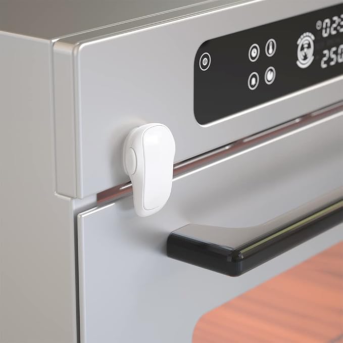 SAFELON 1 Pcs Baby Safety Oven Door Lock, Double Button Oven Lock for Kitchen Safety (White)