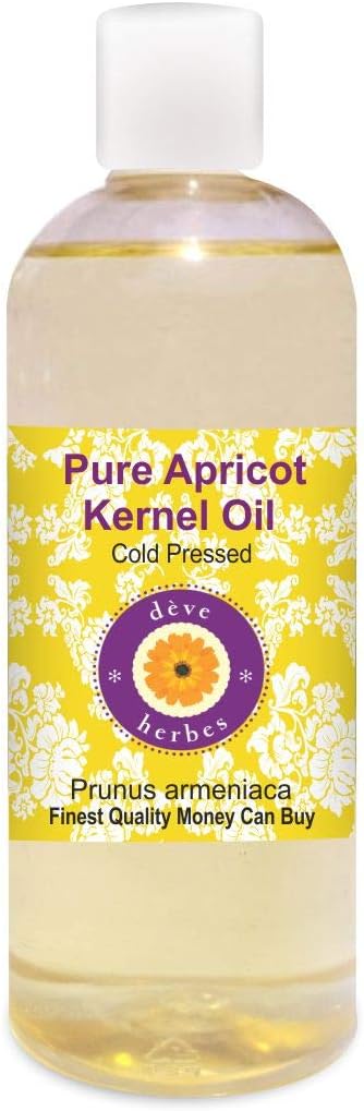 Deve Herbes Pure Apricot Kernel Oil (Prunus armeniaca) Cold Pressed 200ml (6.76 oz)