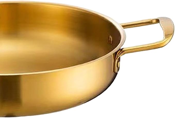 Korean Ramen Cooking Pot with Handles for Instant Noodle Soup and Camping, 24 cm Gold