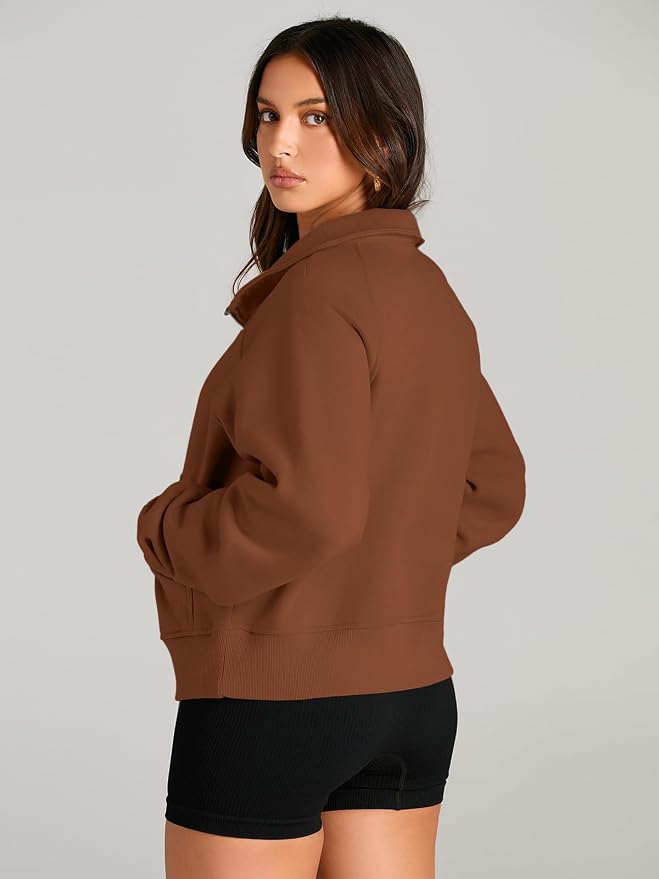 AUTOMET Womens Sweatshirts Half Zip Fleece Pullover Fall Outfits | Fall Fashion Clothes 2026,Cropped Sweatshirts,Cute Y2k Tops,Quarter Zipper Sweater,Winter Loungwear Outfits