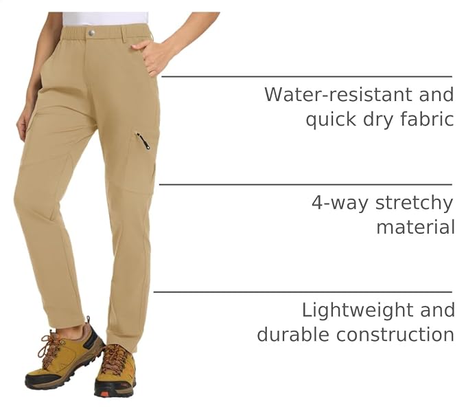 TBMPOY Women's Hiking Cargo Pants Lightweight Water Resistant Quick Dry Fishing Camping Travel Work Pant with 6 Pockets