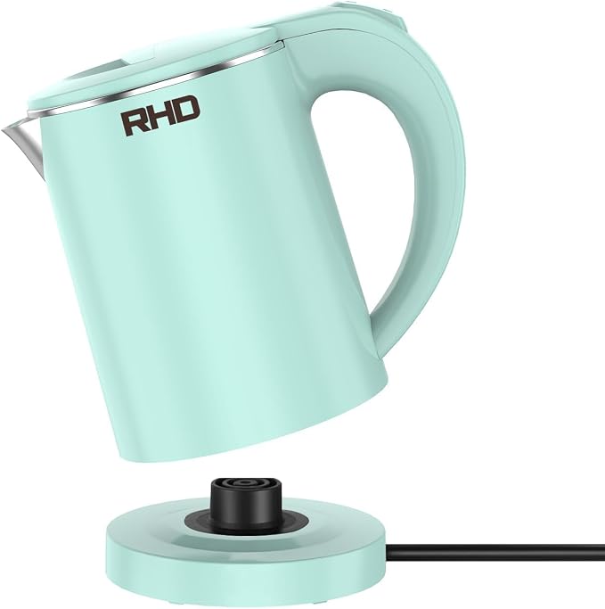 RHD 0.5L Small Portable Electric Kettles for Boiling Water, Stainless Steel Travel Kettle, 600W Fast Boil Teapot, Auto Shut-Off, Tea Kettle & Hot Water Boiler Perfect For Travel, Coffee, Tea (Green)