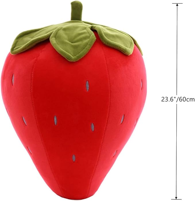 Cute Fruit Kids Pillow Stuffed Strawberry Plush Pillows Super Soft Girls Pillows Cushion Seat for Kids Toys (Red,23.6''/60cm)1 Count (Pack of 1)