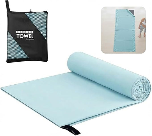 Hot Yoga Towel for Mat, Microfiber Yoga Mat Towel 71" x 31.5", Sweat Absorbent Quick Dry, Lightweight Gym Towel with Carry Bag for Yoga Pilates Workout(Lake Blue)