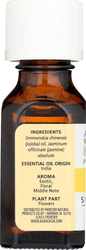 Aura Cacia Pure Aromatherapy 100% Pure Essential Oil, Jasmine Absolute (in Jojoba Oil), Sensualizing, 0.5-Ounces (Pack of 2)