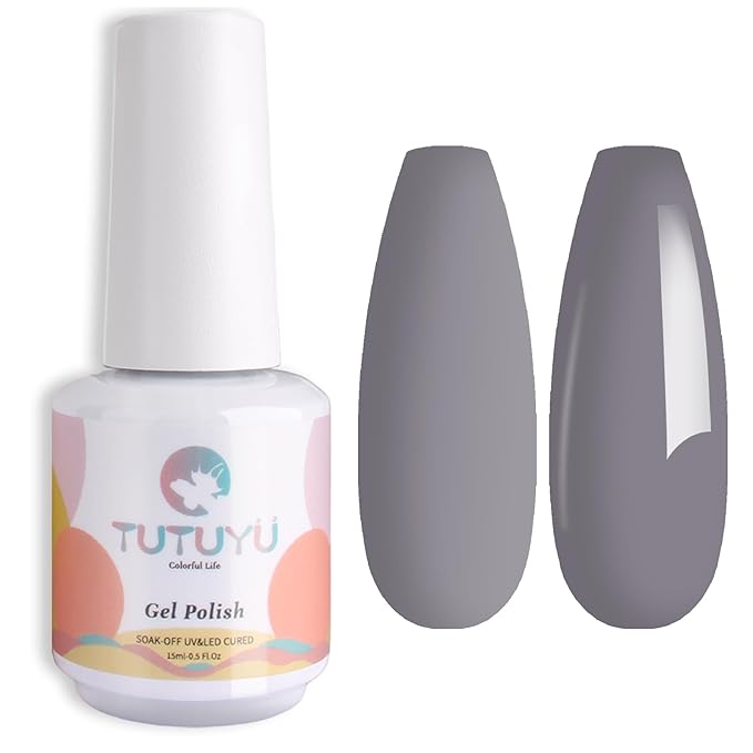 Grey Gel Nail Polish, 0.51 Fl Oz UV/LED Soak Off Neutral Nude Gray Gel Polish kit for Manicure Salon or Nail Art Starter - GP0049