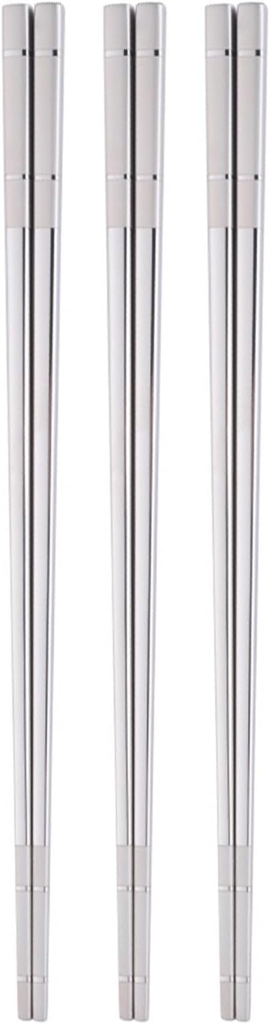 Reusable Stainless Steel Chopsticks,Dishwasher Safe , Easy to Use(3 PCS,Silver)