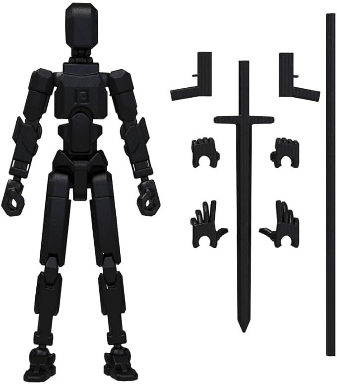 MerryXD T13 3D Action Figure,Assembly Completed Dummy Nova Tintan Lucky 13 Action Figure 3D Printed Multi-Jointed Movable Toy Black