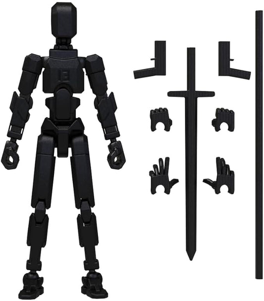 MerryXD T13 3D Action Figure,Assembly Completed Dummy Nova Tintan Lucky 13 Action Figure 3D Printed Multi-Jointed Movable Toy Black